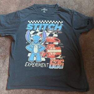 Disney Stitch Racing Graphic T-Shirt - Black and Light Blue